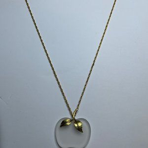 Avon Gold Tone Rope Chain Necklace With Apple Pendant